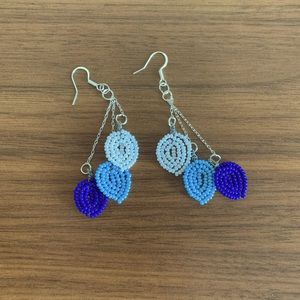 French beaded leaves earrings